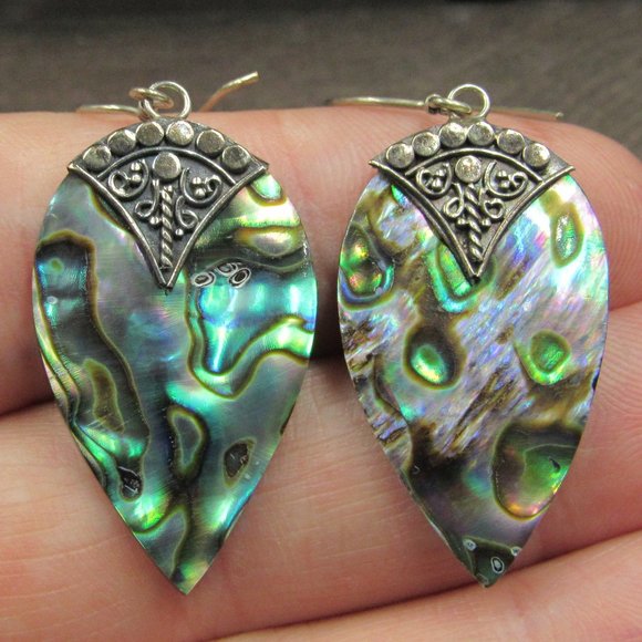 Jewelry - Sterling Silver Teardrop Abalone Shell Earrings